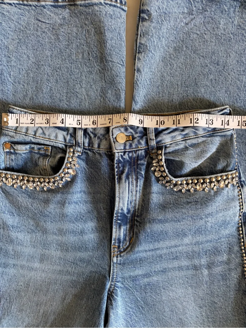 Pilcro Anthropologie Austyn Rhinestone Studded 27 High Rise Denim Jeans - Picture 12 of 13